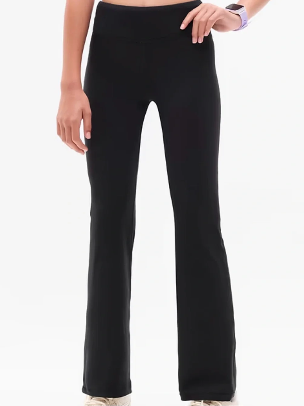 Athleta Girl High Rise Chit Chat Flare Leggings Black XL 14